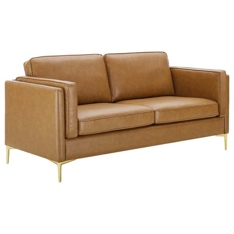 Kaiya Vegan Leather Sofa, Tan