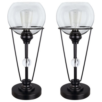 Aspen Creative 40212-12, Two Pack, 18-1/4" High Metal & Glass Table Lamp