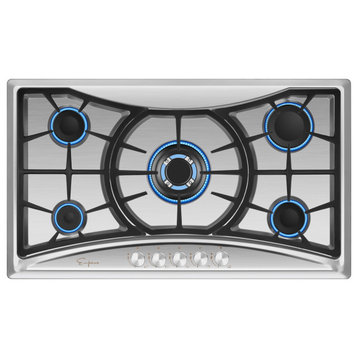 Empava 36" Gas Stove Cooktop with 5 Italy Sabaf Sealed Burners NG/LPG Convert
