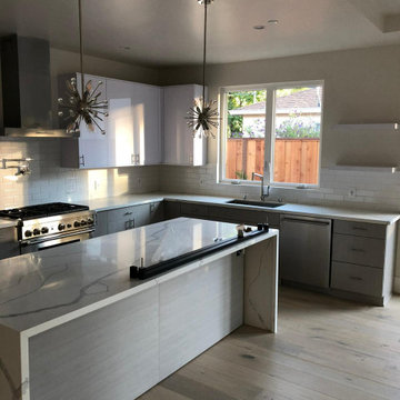 Kitchen Remodel - Modern White Kitchen with Marble Countertops