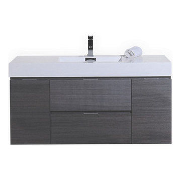 60" GRAY OAK WALL MOUNT SINGLE SINK MODERN BATHROOM VANITY