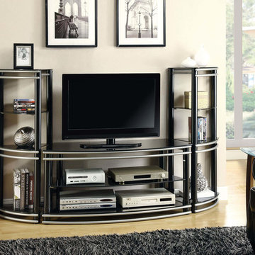Coaster | Curved TV Stand in Black and Silver -$250.16