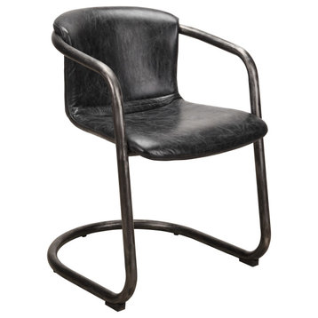 21 Inch Dining Chair Onyx Black Leather Black Industrial