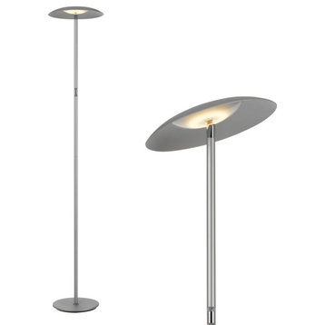 Mantis Multidirectional LED Floor Lamp- Dimmable Uplight Torchiere Silver Finish