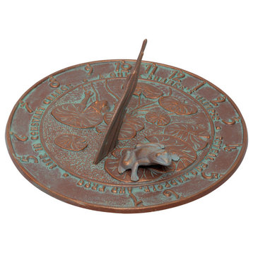 12" Diameter Frog Large Sundial, Copper Verdi