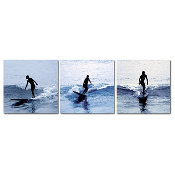 Baxton Studio Surf Silhouettes Mounted Photography Print Triptych