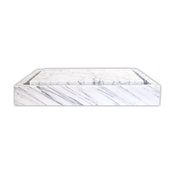 Modern White Marble Infinity Pool Rectangular Bathroom Vessel Sink, 22 X 16 Inch