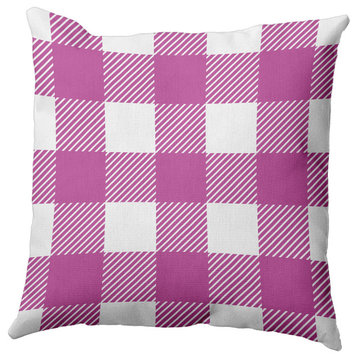 Buffalo Plaid Indoor/Outdoor Throw Pillow, Orchid, 20"x20"