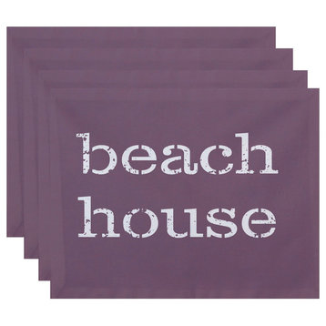 18"x14" Beach House, Word Print Placemat, Lavender, Set of 4