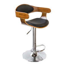 Amerihome - Ameri Home Bent Wood Raven Faux Leather Bar Stool - Bar Stools and Counter Stools