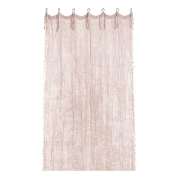 Double Fringed Linen Curtain, Powder Pink
