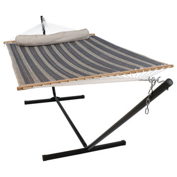 Sunnydaze 2-Person Quilted Spreader Bar Hammock and 12' Stand, Mountainside