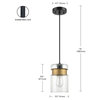 Dionne 1-Light Matte Black Pendant with Brass Accents and Clear Glass Shade