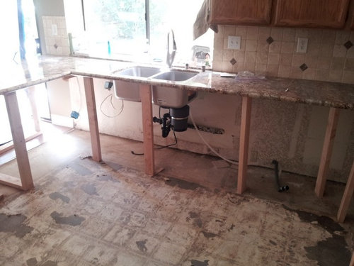 Replacing Cabinets While Leaving Granite, How To Support A Countertop Without Cabinets