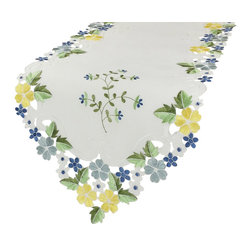 Xia Home Fashions - Fancy Flowers 15"x54" Table Runner - Table Runners