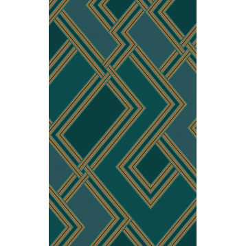 Abstract Graphic Geometric Wallpaper, Green, Double Roll
