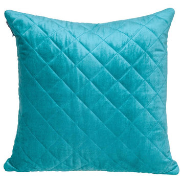 Tufted Diamond Aqua Transitional Square Pillow