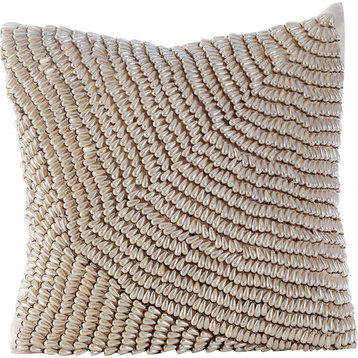 Ivory Decorative Pillow Shams 24"x24" Silk, Pearl Dance