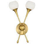 George Kovacs - Pontil 2 Light Wall Sconce in Honey Gold with Etched Opal glass - Number of Bulbs: 2