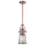 Elk Home - Chadwick 1-Light Small Pendant, Copper - The Chadwick Collection Reflects The Beauty Of Hand-Turned Craftsmanship Inspired By Early 20Th Century Lighting And Antiques That Have Surpassed The Test Of Time. This Robust Collection Features Detailing Appropriate For Classic Or Transitional Decors. White Glass Compliments The Various Finish Options Including Polished Nickel, Satin Nickel, And Antique Copper. Amber Glass Enriches The Oiled Bronze Finish.