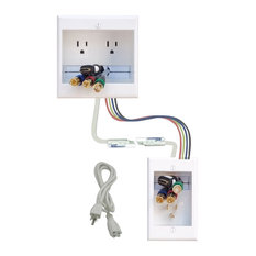 DIY Pre-Wired Dual Receptacle Recessed Power Cable Management Kit, White