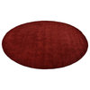 Hand Knotted Loom Wool Area Rug Solid Red, [Round] 8'x8'