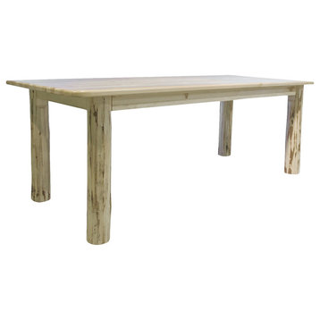 Montana Woodworks Hand-Crafted 4 Post Transitional Wood Dining Table in Natural