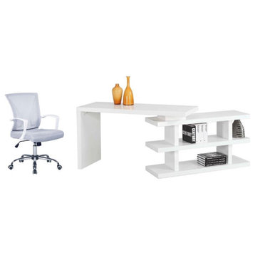 Home Square 2-Piece Set with Home Office Desk & Mesh Computer Chair