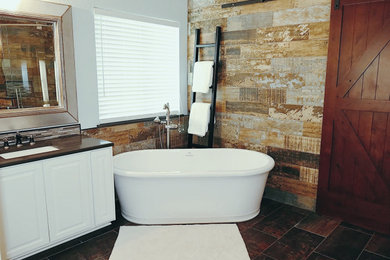 Inspiration for a farmhouse bathroom remodel in Dallas