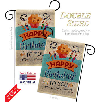 Birthday to You Burlap Garden Flag Set Wall Hanger Double-Sided 13x18.5