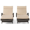 GDF Studio Olivia Outdoor Chaise Lounge Chair  With Off-White Cushion, Set of 2,