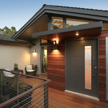 Hillside Contemporary Home Front Door Deck