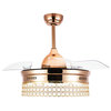 Transitional Crystal Ceiling Fan with Remote, Light, Retractable Blades, French Gold, Neutral White (4000k)