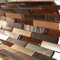 Land Brown Aliminum Stone Glass Mosaic Tile Random Pattern for Bathroom and Kitc - Home Accessories & Decor