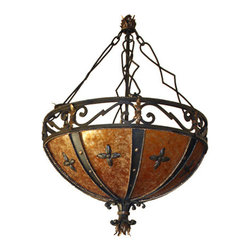 PN-134 Custom Iron and Mica Pendant Light - Pendant Lighting
