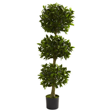 5' Triple Bay Leaf Topiary, UV Resistant, Indoor and Outdoor