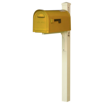 Mid Modern Dylan Curbside Mailbox and Post, Yellow