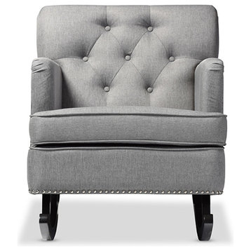 Bethany Fabric Upholstered Button-Tufted Rocking Chair, Gray