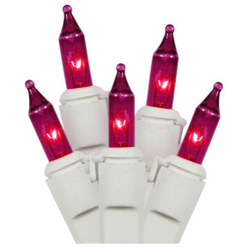Heavy-Duty Purple Mini Christmas Lights, White Wire Connect, Set of 150