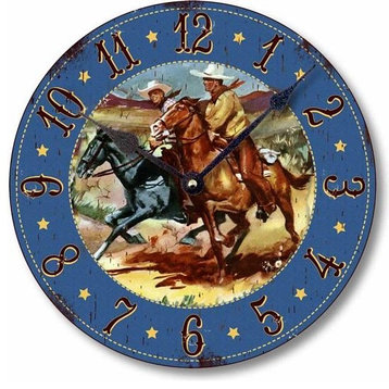 Retro Western Cowboy Horses Wall Clock