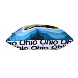 Ohio Map Pillow, Blue - Decorative Pillows