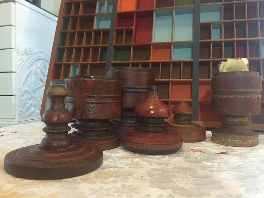 Set of 3-Hand Carved Jars with Finial Tops