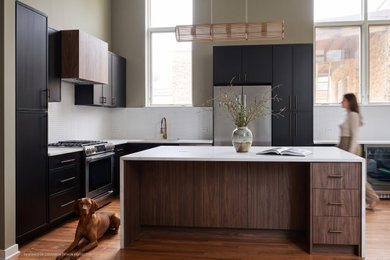 Example of a transitional kitchen design in Chicago