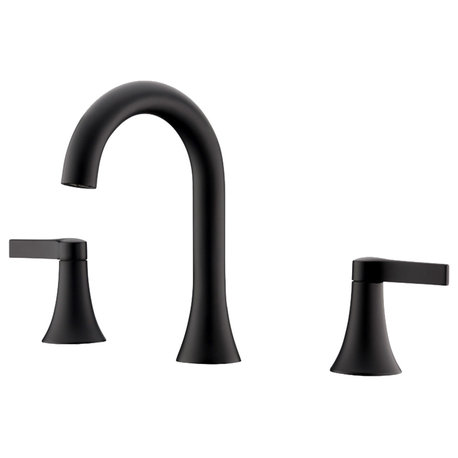 Luxier WSP11-T 2-Handle Widespread Bathroom Faucet with Drain, Matte Black