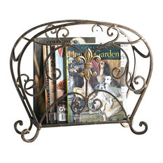Fleur De Lis Magazine Holder Iron With Brass, Bronze