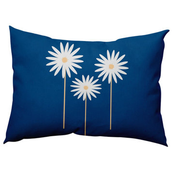 Floral Print Decorative Throw Pillow, Dark Cobalt Blue, 14"x20"