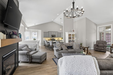 Example of a transitional living room design in Wichita