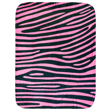 Zebra Print Throw Blanket, Pink/Black, 42"x60"