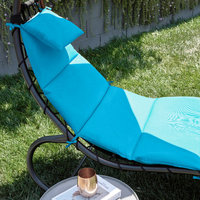Outdoor Chaise Lounge Chair Swing Curved Cushion Seat Hammock W/ Canopy, Blue