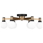 Generation Lighting - Generation Lighting Judd 6-Light Ceiling Light, Satin Brass - The Sea Gull Collection Judd six light semi flush fixture in Satin Brass has a futuristic design that creates a focal point with atomic shapes that make a statement. The circular elements and mixed finishes, black and brass, take you on a journey through time. Perfect for mid-century modern, contemporary, and modern decors.  This light requires 6 , 60 Watt Bulbs (Not Included) UL Certified.